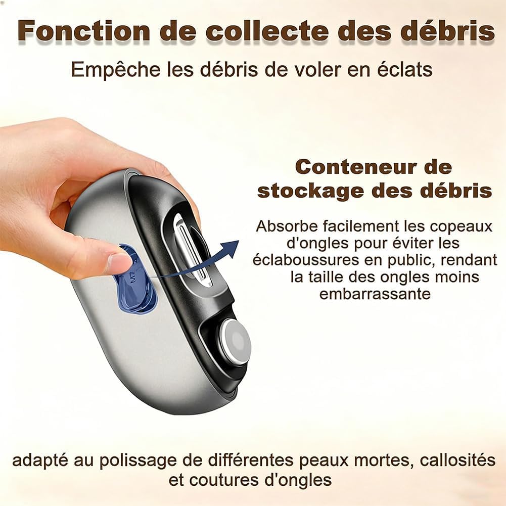 Coupe Ongle Électrique Pied et Main, Rechargeable Silencieux, Lime à Ongle 3-en-1 avec LED, Pour Ongles Durs et Épais, Idéal pour Seniors, Adultes et Bébé (Noir)
