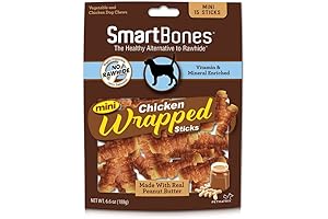 SmartBones Mini Chicken Wrapped Sticks Peanut Butter Dog Treats, 15 Count