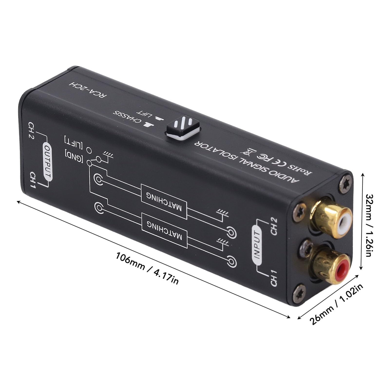 Eliminatore di Ronzio Isolatore di Rumore del Circuito di Massa Filtro del Segnale Audio a 2 Canali per Mixer per Microfono da Conferenza