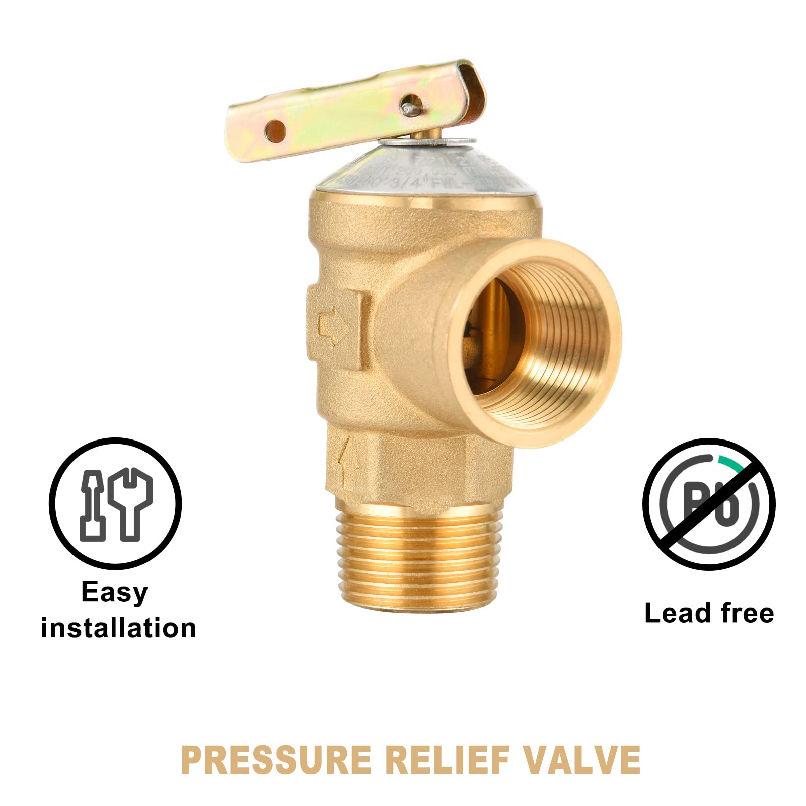 Kit valvola di servizio per scaldabagno IPS da 0,75" senza serbatoio con valvola di sfiato | Kit completo di valvole IPS da 0,75" con valvole di isolamento caldo e freddo, valvola limitatrice di pressione e nastro PTFE