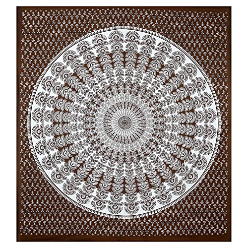 Image of RajasthaniKart Comfort Rajasthani Jaipuri Traditional Sanganeri Print 144 TC Cotton Double Size Bedsheet with 2 Pillow Covers (Double, Brown)