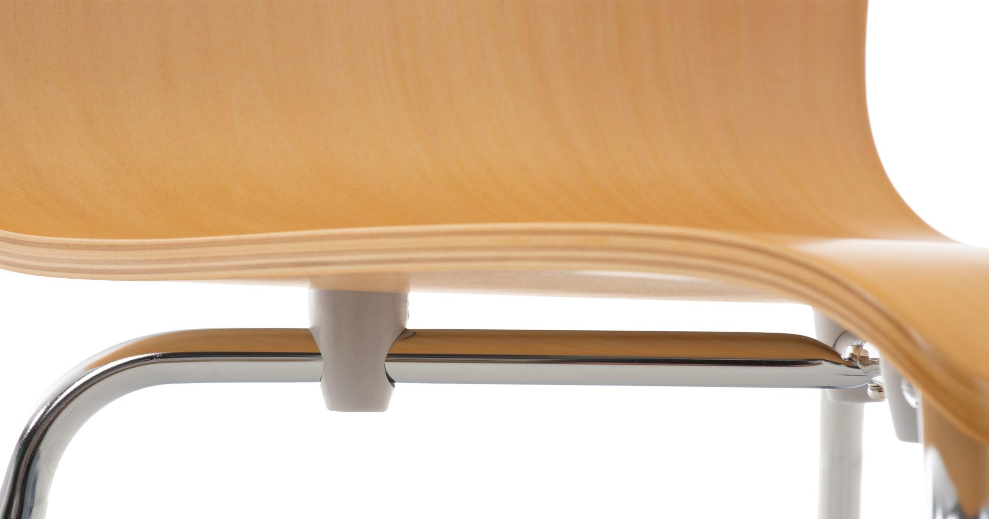 CLP Juego de 4 Sillas de Espera Pepe, Silla de Visitas con Asiento de Madera Ergonómico, Soporte Metálico, Color Natura