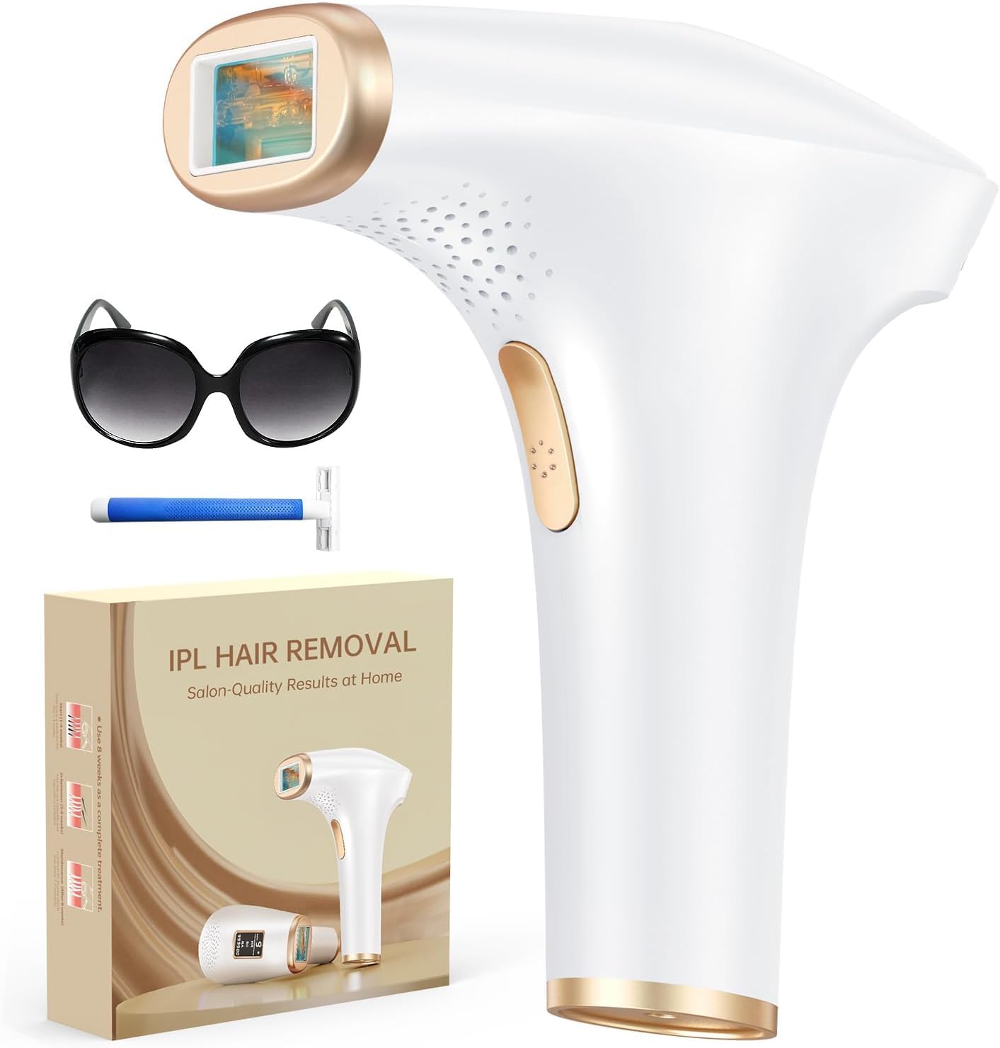 Haarlosy Épilateur Lumière Pulsée, Grande Fenêtre 5 cm², 999,900 Flashs IPL, 9 Niveaux & 2 Modes, Auto/Manuel – Épilation Laser Définitive Maison Femme & Homme, Visage, Corps, Aisselles, GLY01