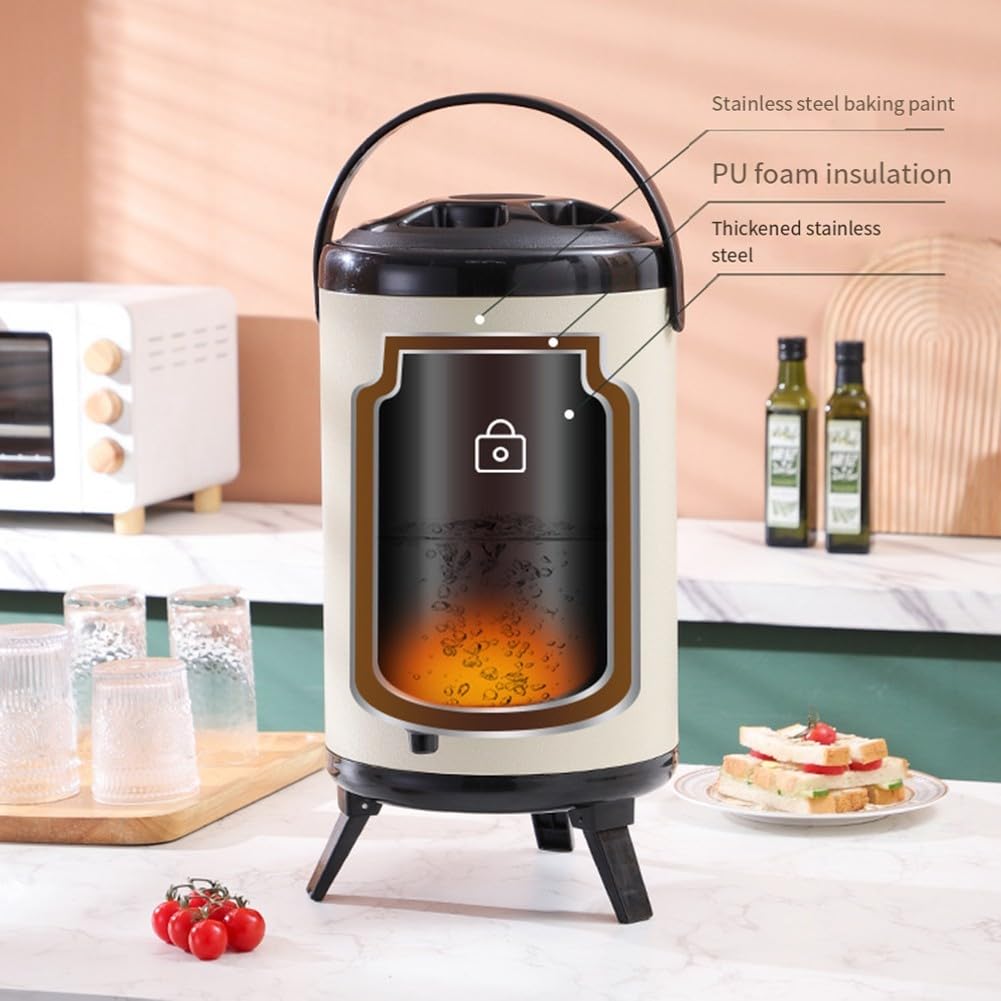 Cubo de té aislado ideal para todas las actividades al aire libre, fácil de manejar (10 L, beige)