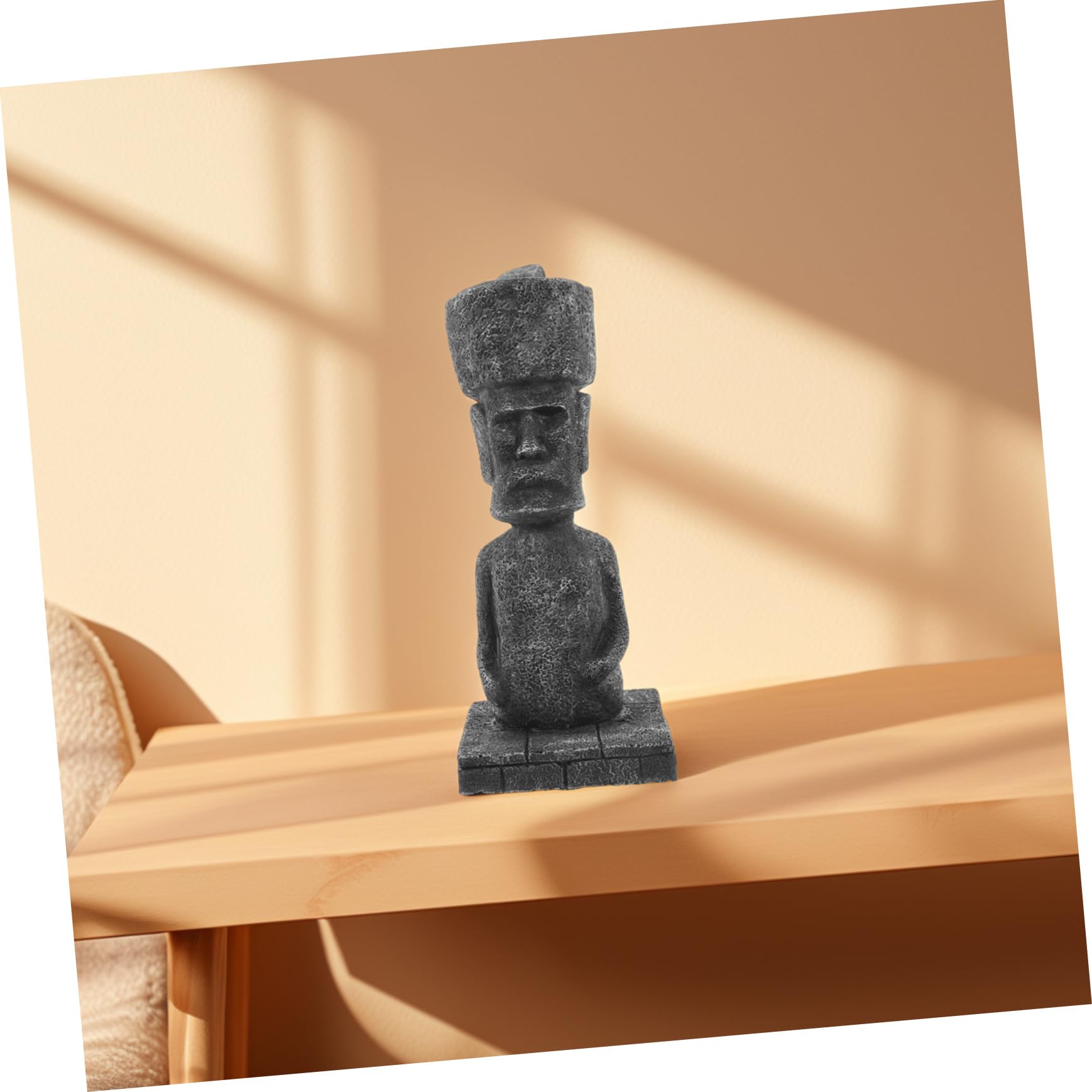 Mobestech Statua Moai Facile da Sistemare Decorazione Antica in Resina Effetto Realistico, Grotta Rocciosa per Acquario e Casa