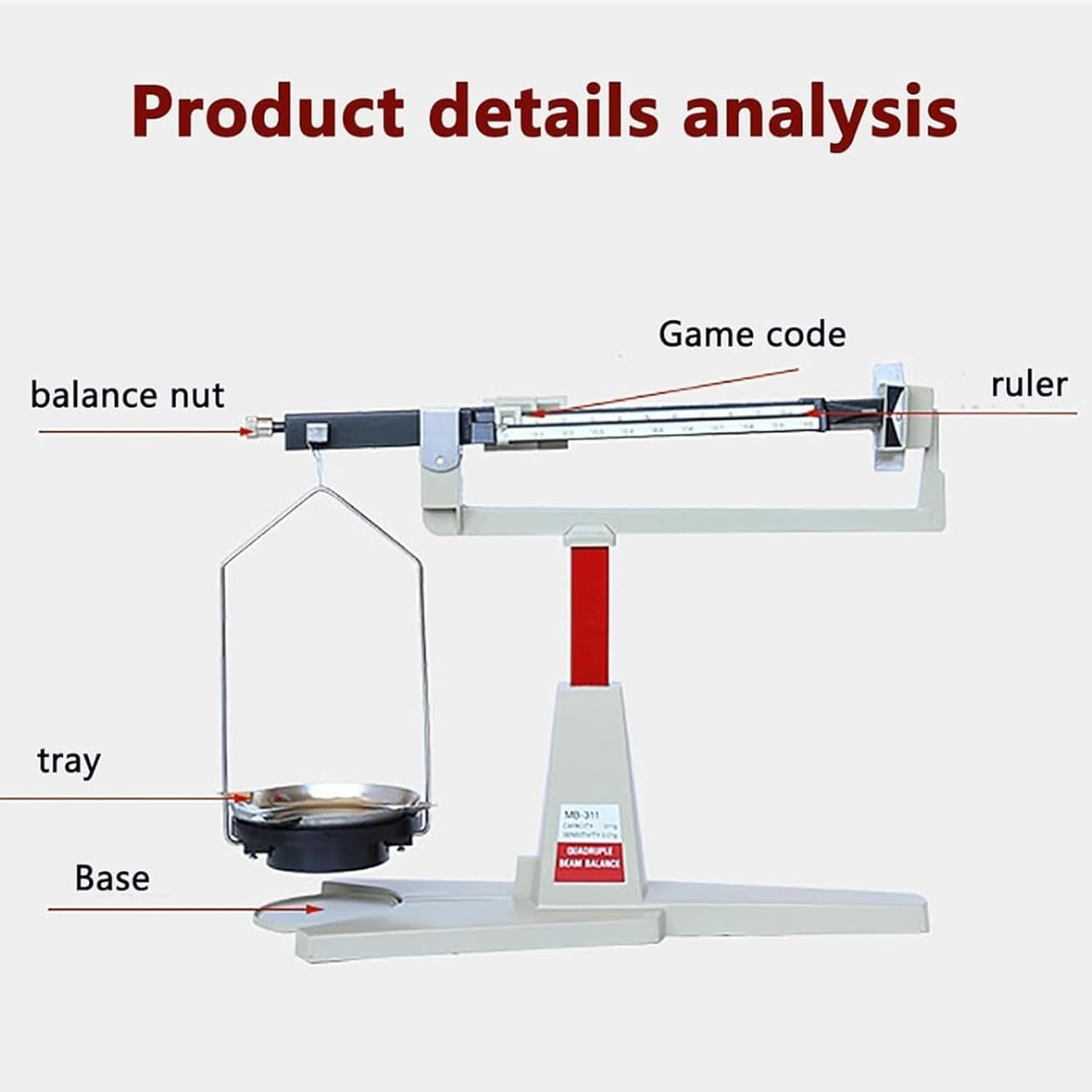 Balanza Mecánica De Precisión para Laboratorio, Balanza Mecánica De 4 Reglas con Diseño De Bandeja Y Escalas Detalladas, Rango De Pesaje 0.01g-311g, Precisión 0.01g para Escuela