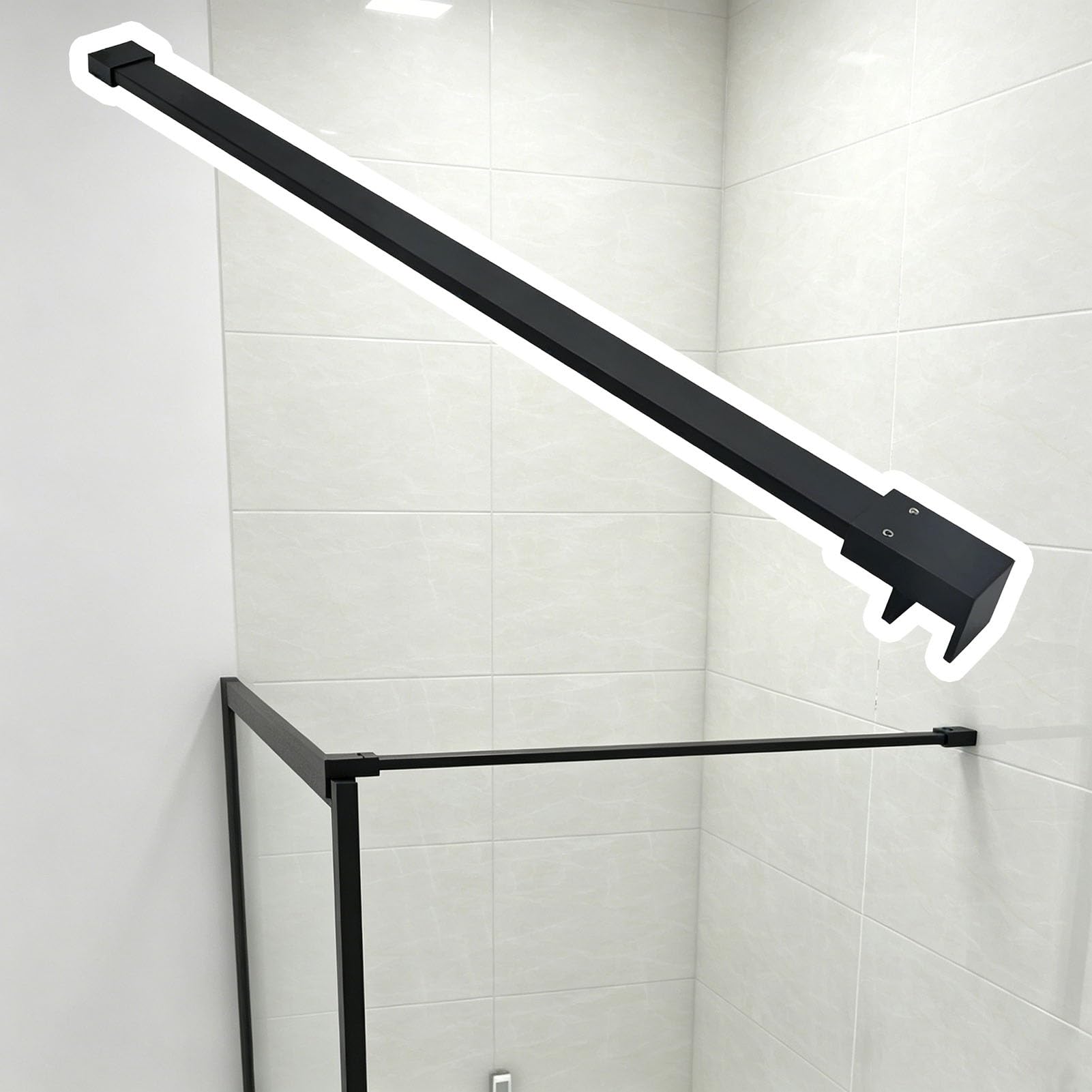 Vibeo Barra Stabilizzatrice per Box Doccia Barra di Supporto Lunga per Parete Doccia, Stabilizzatore per Vetro con Morsetti Regolabili, Asta di Rinforzo Anti-Oscillazione per Portas | [](Matte Black,70cm/27.6in)