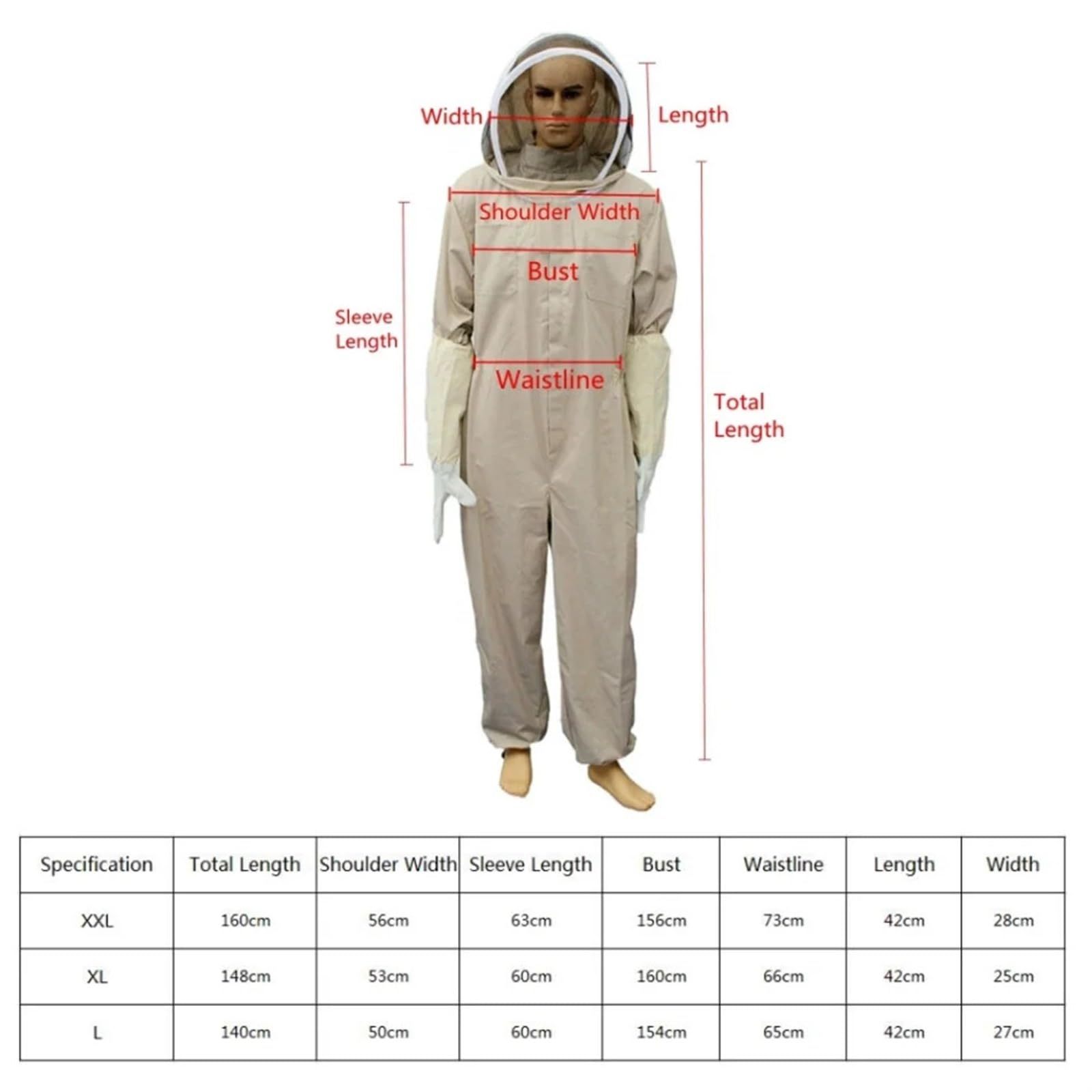 Abbigliamento for apicoltura completo for il corpo. Tuta professionale for | Con guanto in pelle ventilato Abbigliamento protettivo Abbigliamento di sicurezza agricola(Thick XXL)