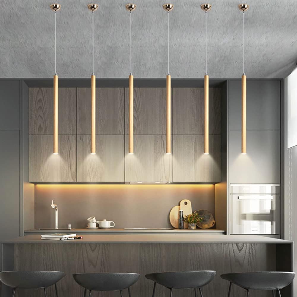 QTHWB Ciondolo lineare Industriale Moderna Lampada a Sospensione in Oro Isola Tavolo Pranzo da Letto per Lungo Il del soffitto