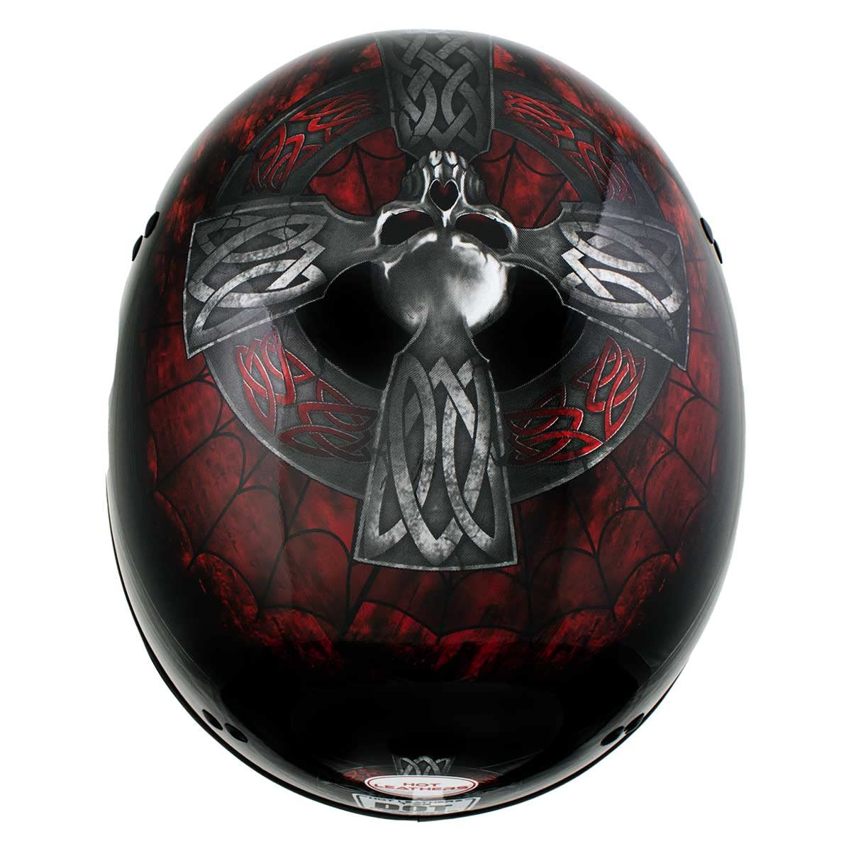 Milwaukee Leather Hot Leathers HLD1008 Black 'Celtic Cross' Motorcycle DOT Approved Skull Cap Half Helmet for Men and Women Biker - Large