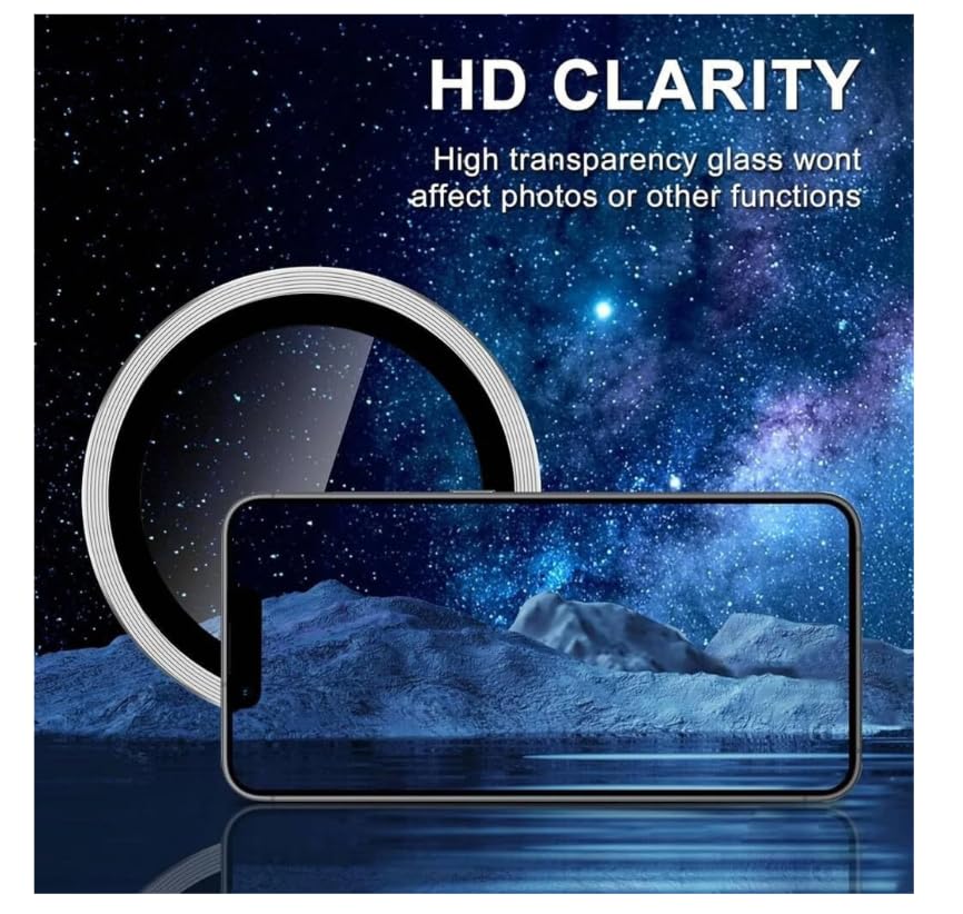 Image of FabeKee Camera Lens Protectors for Vivo Y21 5G Tough HD Individual Aluminum Alloy Lens Ring Cover, Scratch Resistant, Full Lens Cover| Silver