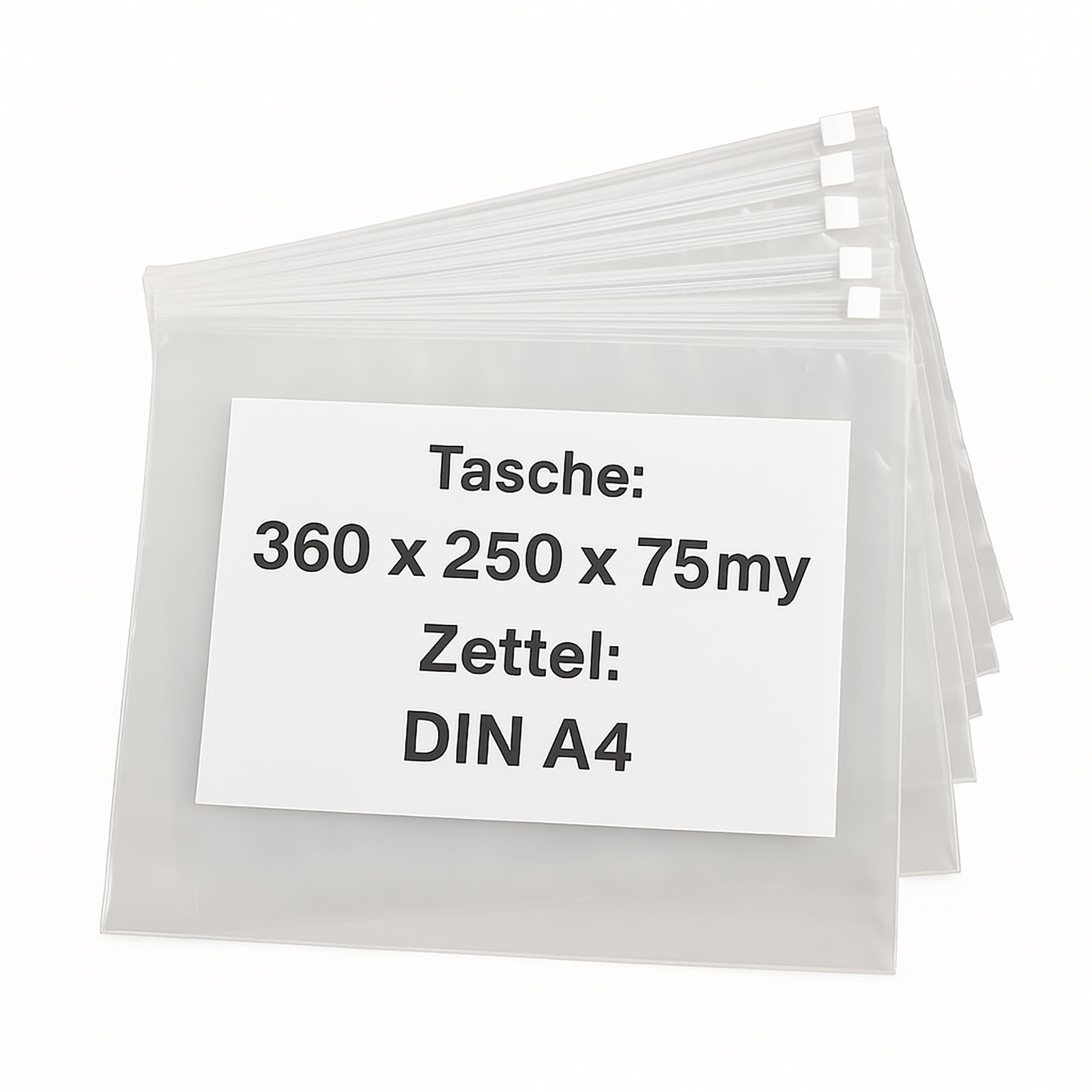 100 Cartelle Portadocumenti 360 x 250 mm, Sacchetti con Cerniera in LDPE | Buste trasparenti impermeabili e resistenti agli strappi con chiusura a scorrimento, ideali per documenti oltre formato A4