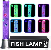 Vista 1 de Lámpara de pez sensorial de burbujas para acuario, luz nocturna para acuario, 6 tubos LED que cambian de color, lámpara de mesa de lava, lámparas