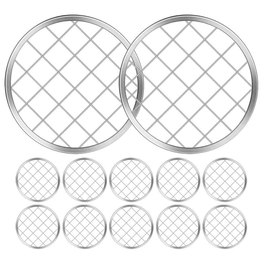 PartyKindom 12 Pcs Mason Jar Floral Grid Lid Inserts Stainless Steel Reusable Flower Arrangement Pen Holder Covers for Wide Mouth Mason Jars