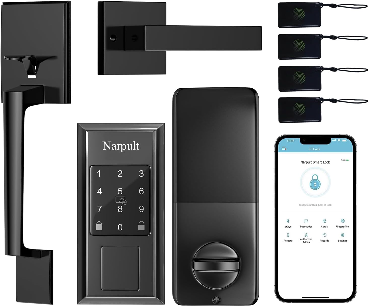 Keyless Entry Door Lock with Handle, Smart Front Door Lock Set, App Control, Smart Locks for Front Door, Fingerprint Deadbolt Keypad, Auto Lock Matte Black Keyless Entry Door Lock with Handle, Smart Front Door Lock Set, App Control, Smart Locks for Front Door, Fingerprint Deadbolt Keypad, Auto Lock Matte Black