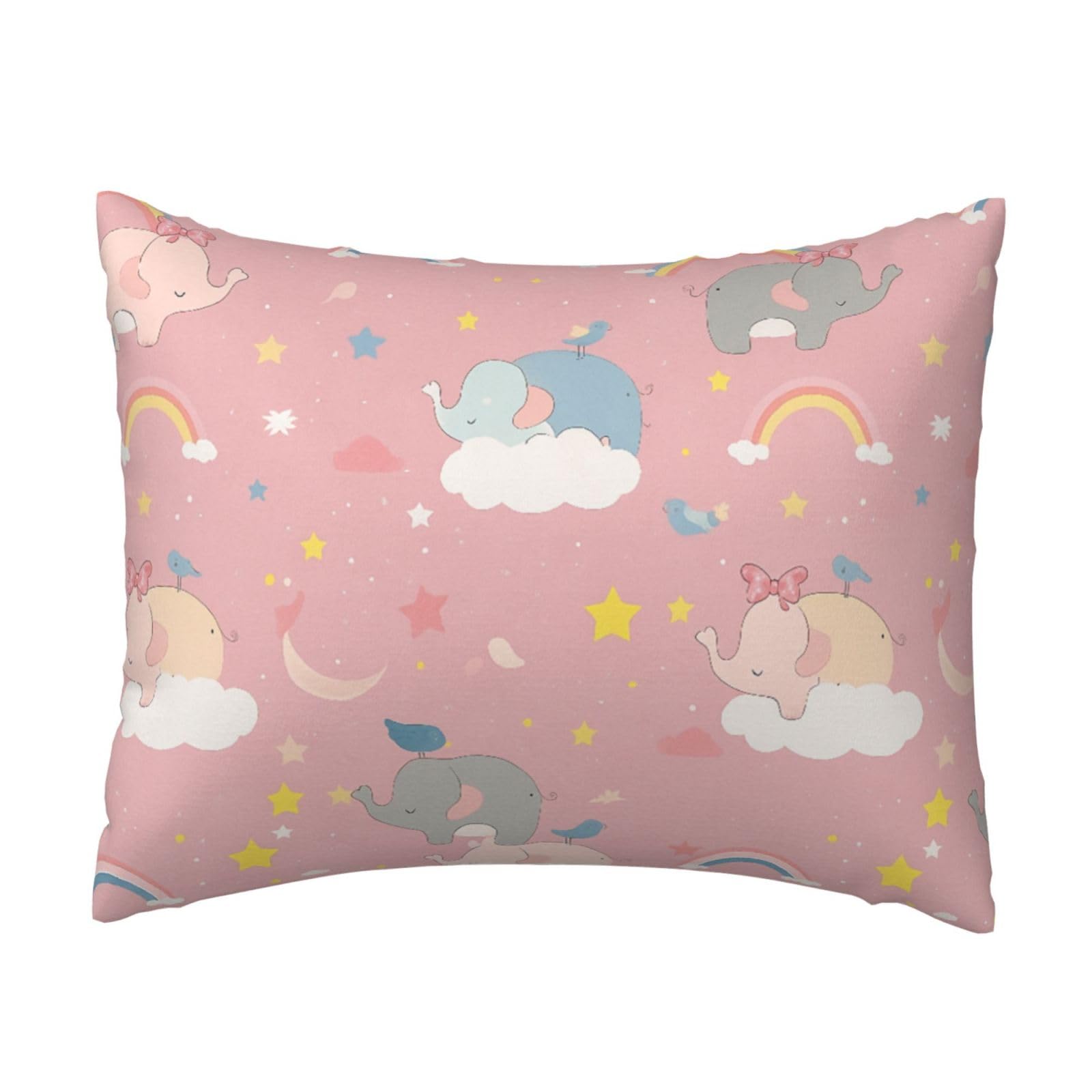 Dreamy Elephant and Rainbow Pillowcase Soft Plush with Zipper Decorative Pillowcovers 16x20 in
