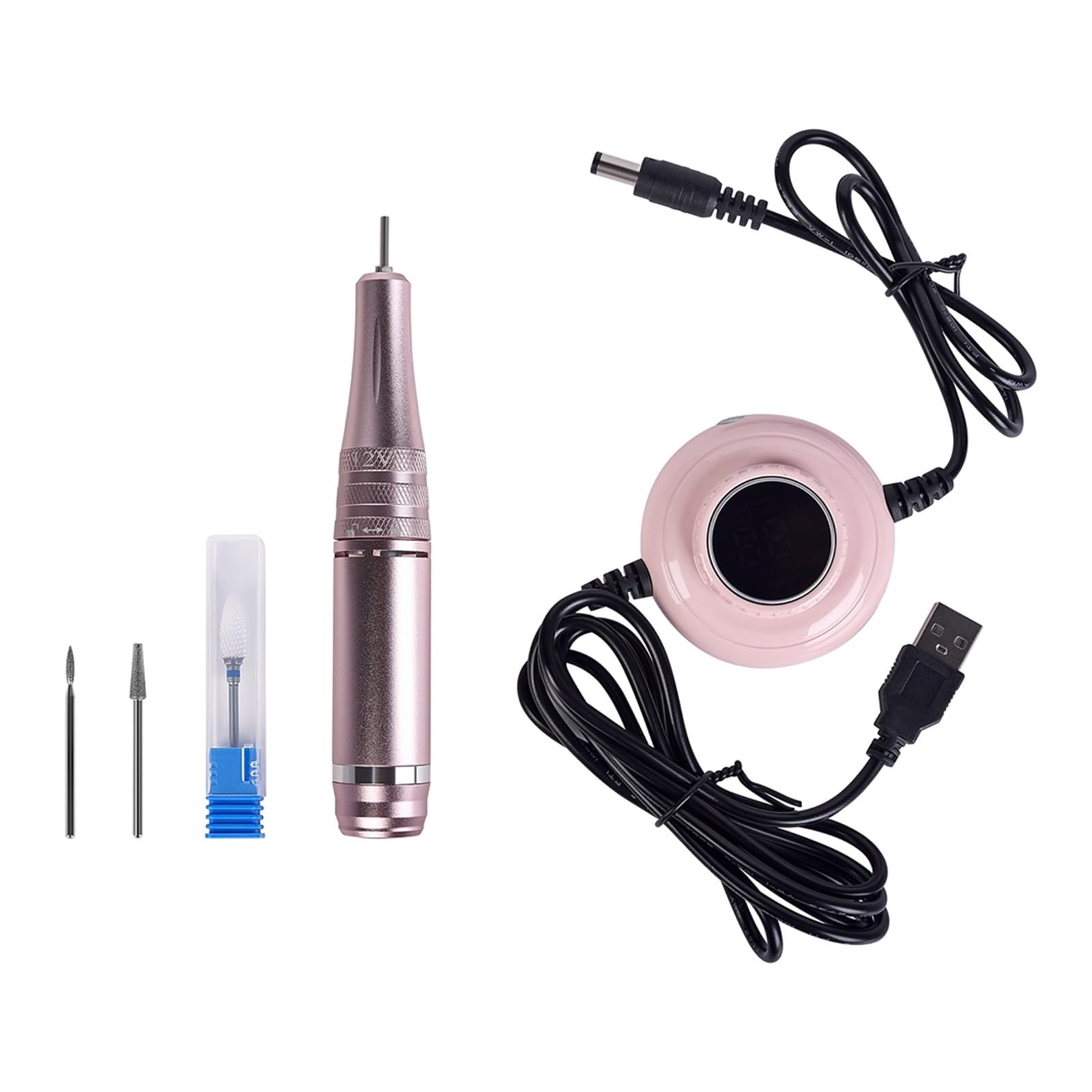 Torno para Uñas, Máquina de manicura de 35000RPM, Kit de taladro eléctrico for uñas, manicura portátil con fresa de pantalla LCD, pluma pulidora de Gel for uñas