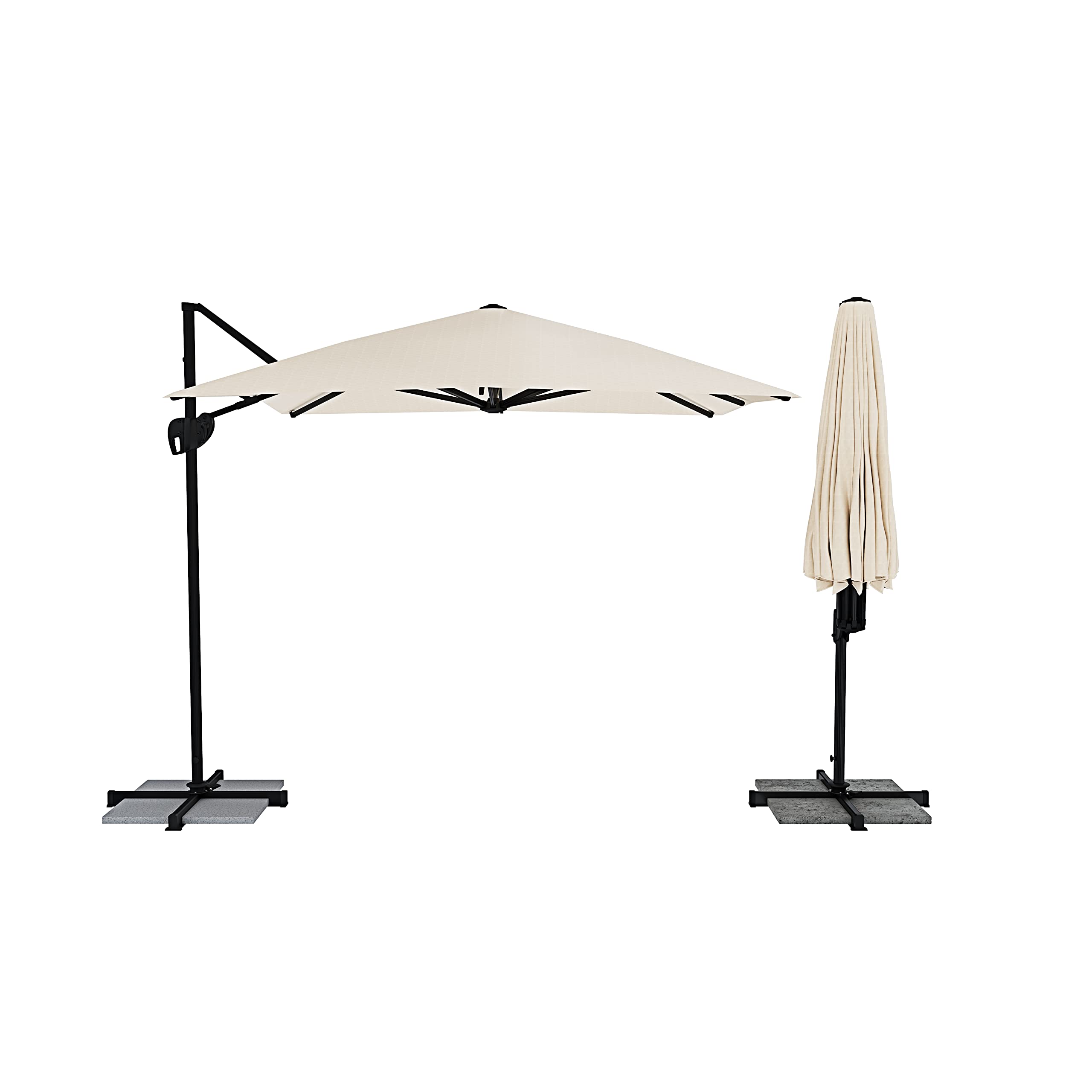 Arreditaly Ombrellone 3x3 M Da Giardino Braccio Retrattile Rotabile 360° Piscina Esterni Gazebo Terrazzo Hotel Bar In Acciaio Inossidabile Telo 180 g/m2 Impermeabile Resistente Ai Raggi UV Panna