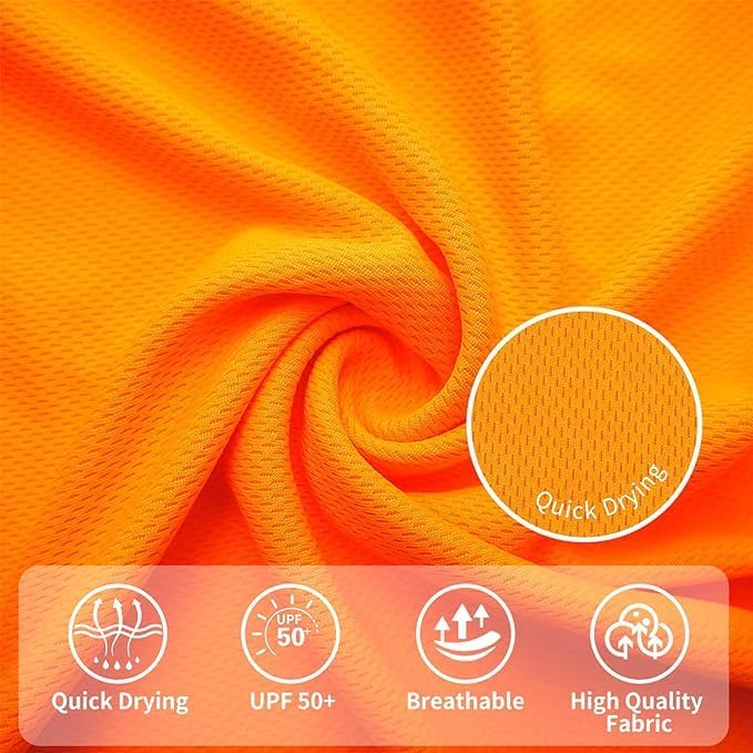 L&M® Hi Vis T Shirt Safety Lime Orange Long Sleeve HIGH Visibility with Hood - Image 5