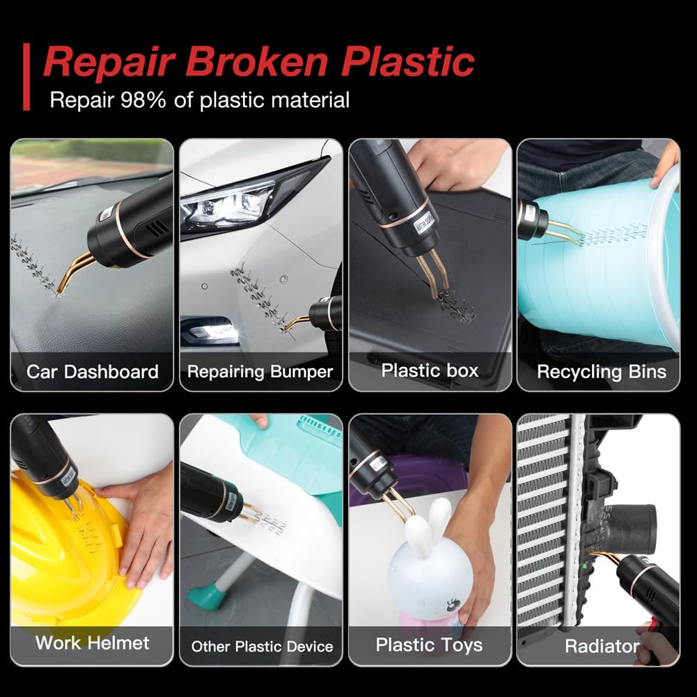 Kit Saldatura per Plastica Fili per Saldatore Plastica 200 W. Kit Riparazione Paraurti Ricaricabile USB con Pinzatrice A Caldo 400 Pezzi per Maggior Parte Della Plastica