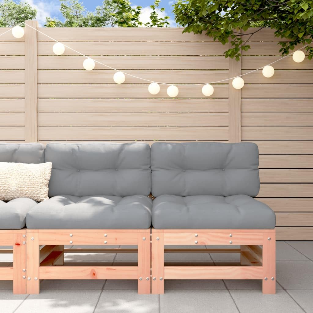 Canapés centraux modulaires en Bois Massif Douglas, avec Coussins Gris 2 pièces, Cadre Stable extérieur pour terrasse Patio Jardin, Assise Confortable 110 kg par siège
