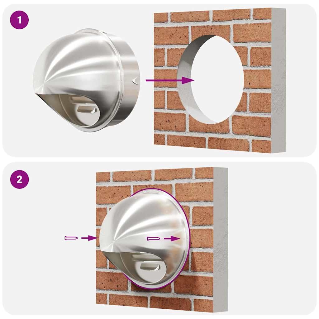 vidaXL Rejilla de ventilación de aire, 8 unidades, color plateado, 200 mm, acero inoxidable, cubierta de salida de aire, cocina, baño, diseño moderno de acero inoxidable, ideal para interiores y