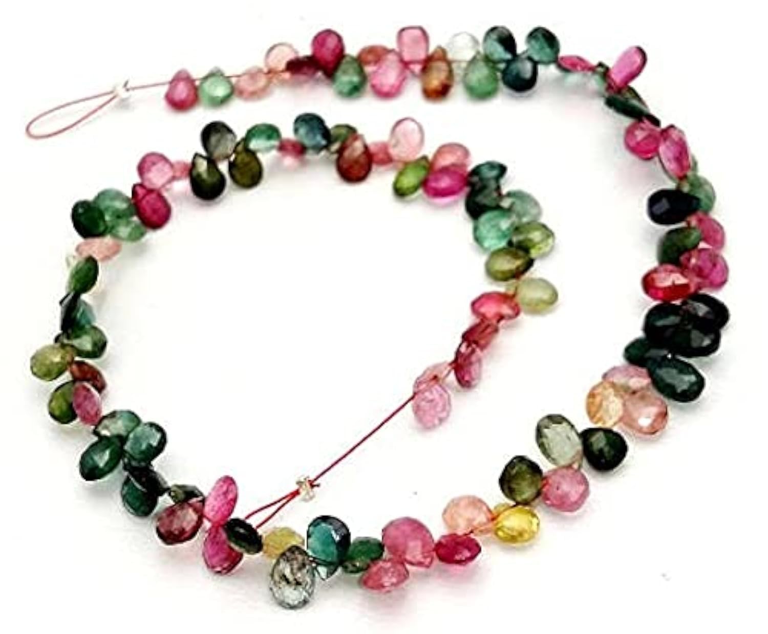 Multi tourmaline en rang de perles poires facettées pour fabrication de bijoux fins