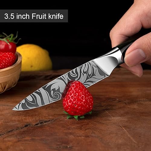 Miniatura 7 de Juegos de cuchillos, 8 unids cuchillo de chef conjunto de acero inoxidable de alto carbono borde afilado cuchillo serie santoku rebanar fruta pan
