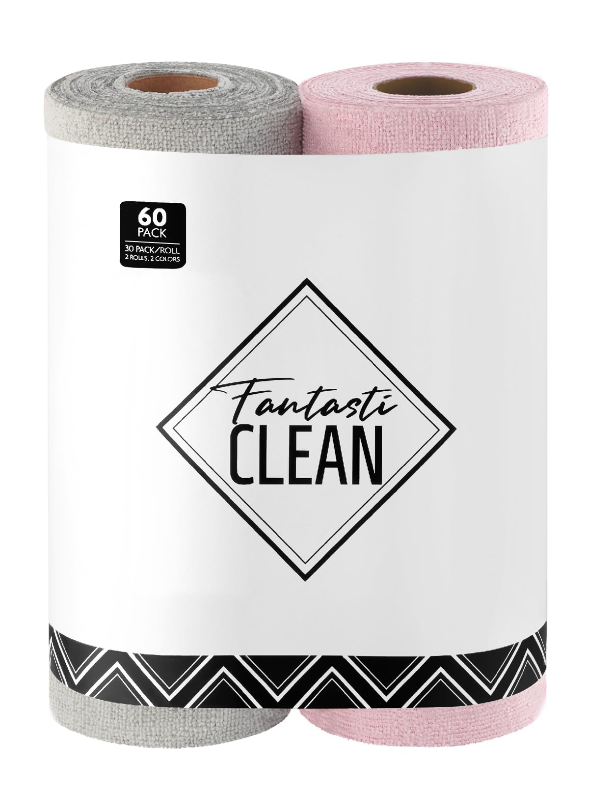 Fantasticlean Microfiber Cleaning Cloth Roll -60 Pack Tear Away Microfiber Towels 12 x 12 Reusable Washable Scratch Free