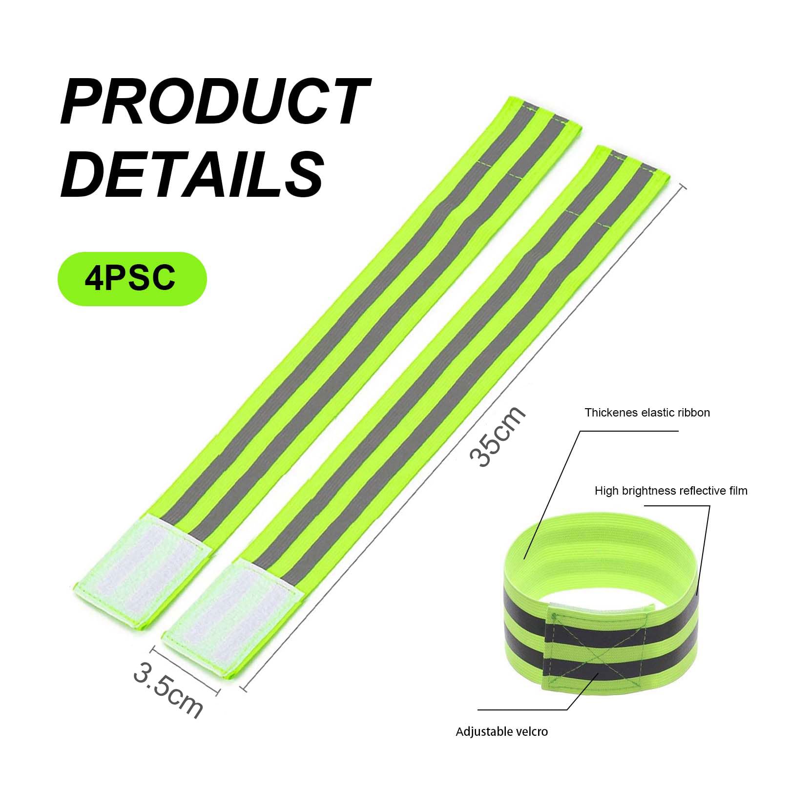 Set 6 Clip Catarifrangenti Per Pantaloni Da Bicicletta - 4 Fermapantaloni + 2 Fasce Elastiche Riflettenti Per Ciclismo E Jogging