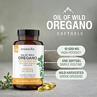 Vista 2 de Cápsulas de aceite de orégano silvestre vegano orgánico, 86-90% Carvacrol – 10000 mg de aceite de orégano por cápsula blanda – Apoyo inmunológico