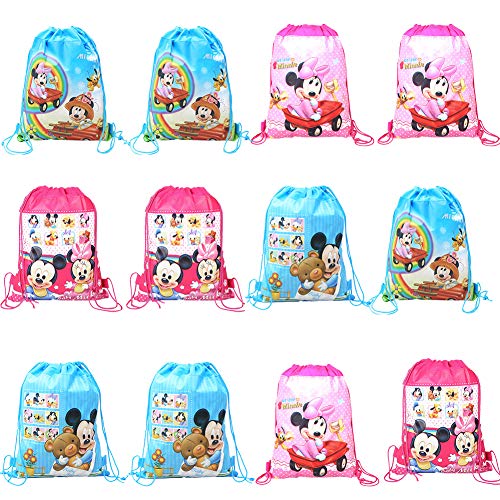 Niños con Cordón Mochilas ,12PCS Bolsas de Cuerdas para Infantiles,Bomboneras para Fiestas de Cumpleaños,Niños Bolsas Regalo Artículos de Fiesta Cover