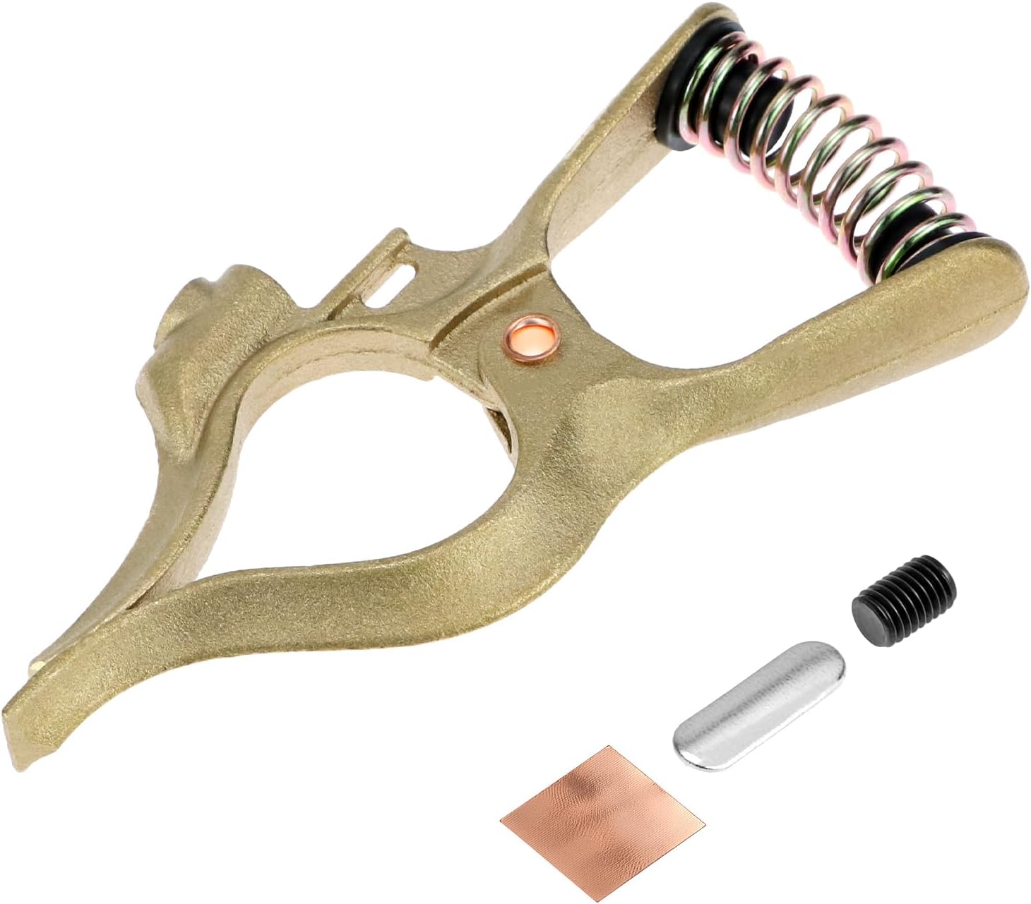 QWORK 300 Amp T-Style Welding Ground Clamp, Brass, 7-Inch Length with 1-3/4-Inch Jaw Opening, Earth Clamp For Welding Applications
