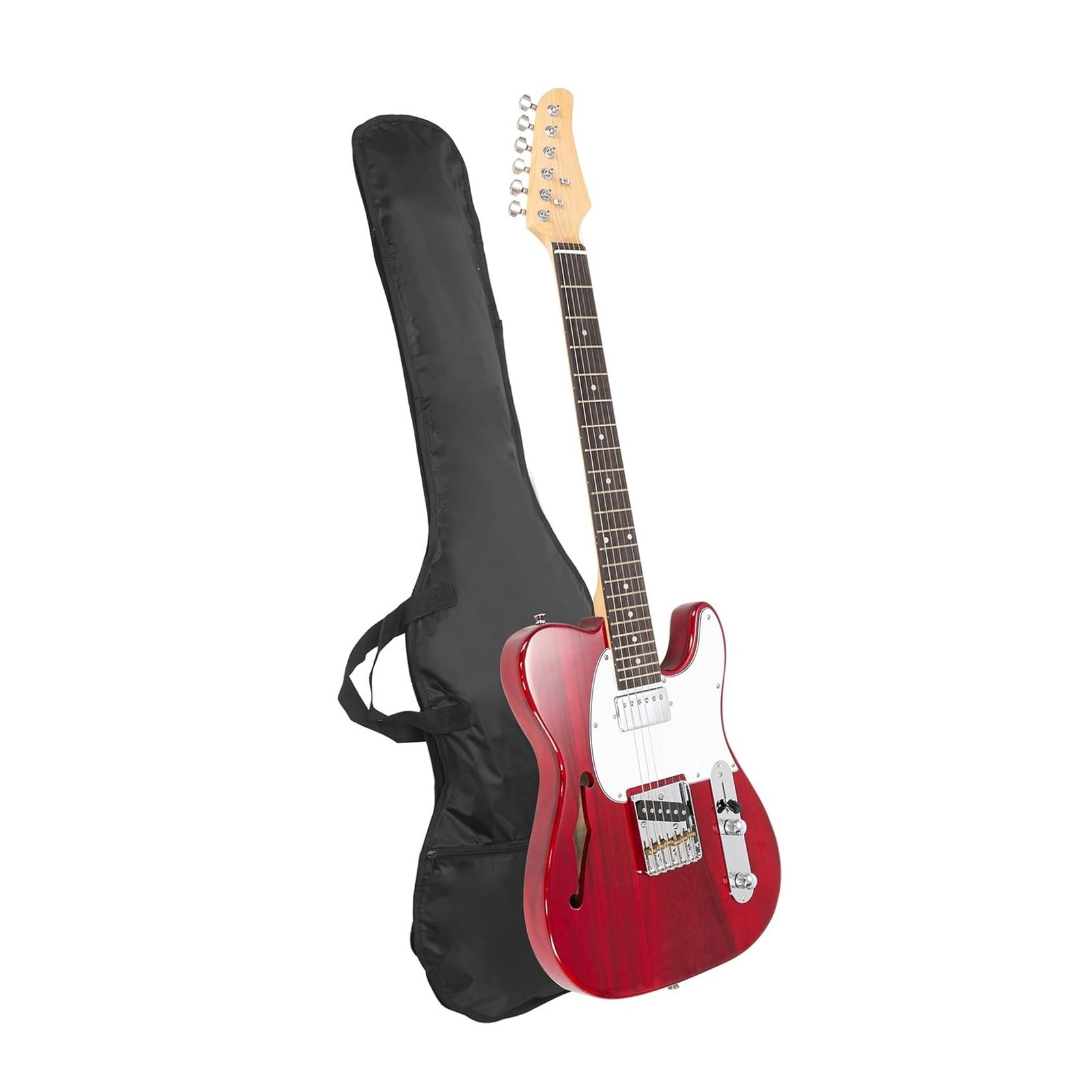 39 Calowa Gitara Elektryczna Semi Hollow Odpowiednia Dla Miłośników Muzyki Przezroczysty Bordowy