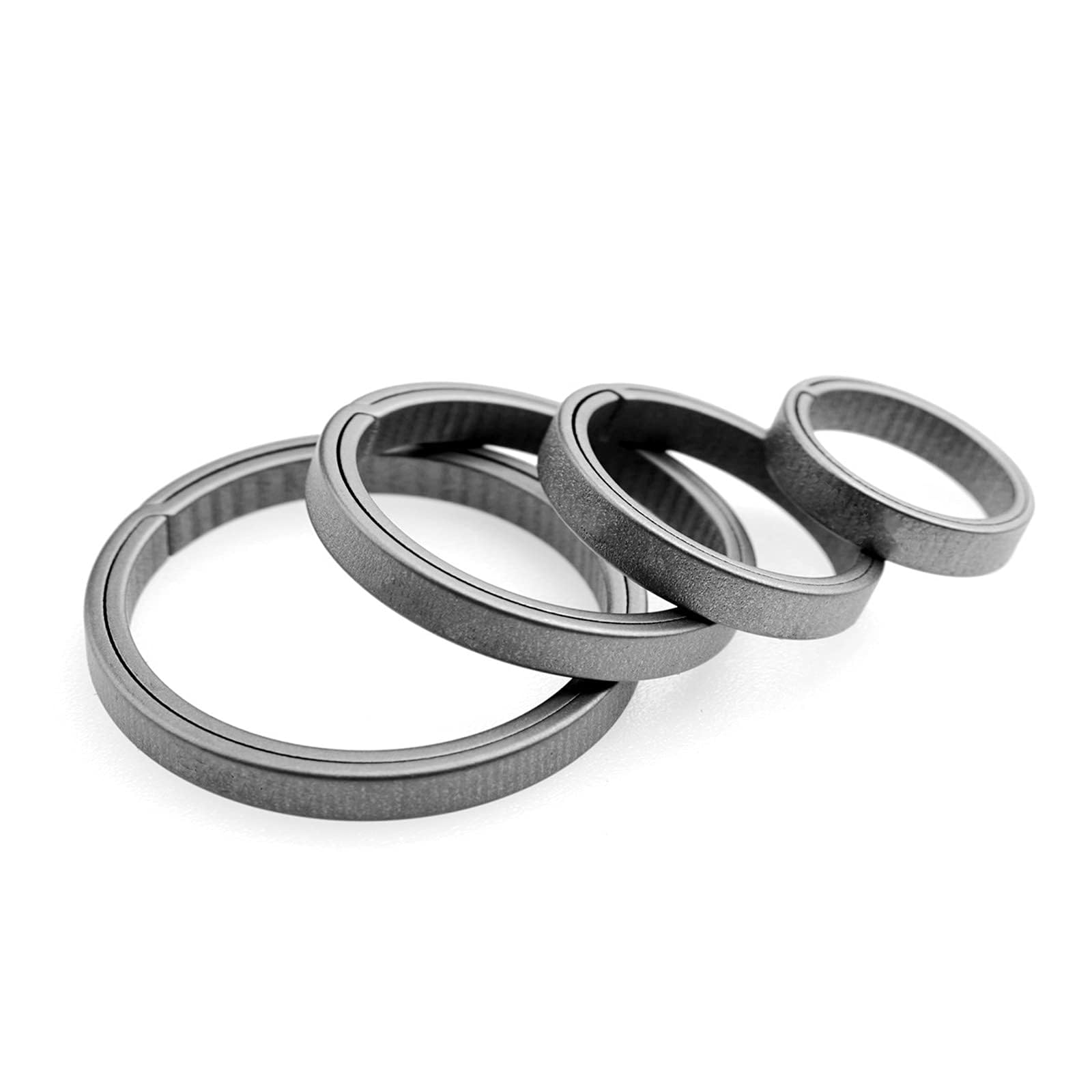 MecArmy CH1 EDC Titanium Keyring, Side-Pushing Designed Protect Your Nails, (4-Pack) Key Chain Key Rings Holder Split Rings, Group Your Keys (Titanium)