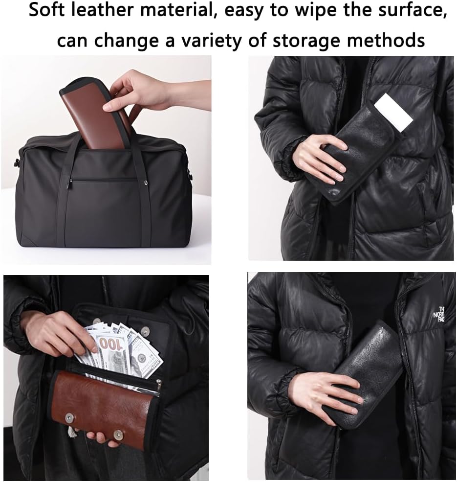 Money Organizer Wallet for Cash - Multi-Pocket Money Pouch with Envelopes for Budgeting, Receipts, Coupons, Currency Storage, and Card Holder Wallet (Black, 4 pockets) - Image 8