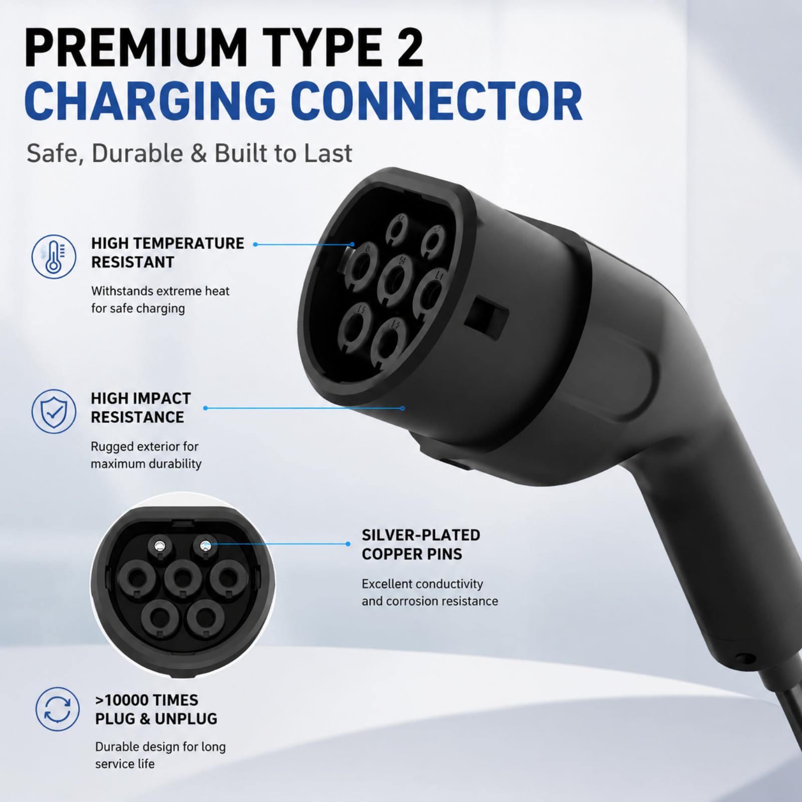 VOBOR Typ 2 Auf Schuko Adapter, 3,3KW 220V 16A Bidirektionales EV Ladegerät mit V2L Funktion,1-Zu-4-Europäischer Steckdosenverteiler, 3M Entladekabel Stecker Fahrzeug Zum Laden Entlader