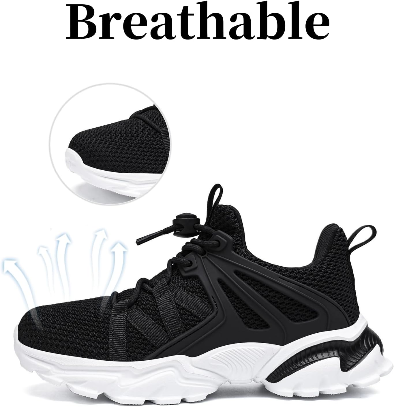 Boys Girls Shoes Kids Sneakers Lightweight Breathable Tennis Athletic Running Shoes for Toddler/Little Kid/Big Kid 4 Big Kid Black image 4 of 6 B0D5R311L1