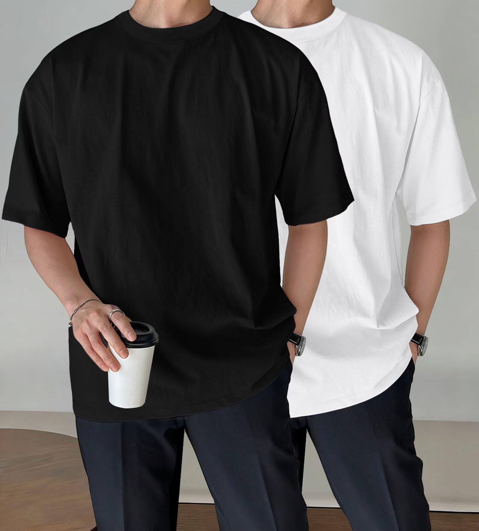 Paquete de 2 camisetas casuales de manga corta con cuello redondo para hombre, suaves, cómodas, para uso diario — view 7