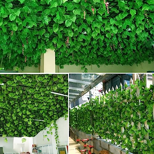 NOUJEN Ensemble de 2 pièces Raisin Artificiel Guirlande,2,4 m - 66 Feuilles Tissu Artificiel Feuilles Guirlande, Lierre Plante Artificielle Guirlande Vigne pour Salon, Chambre, Jardin, mitoyen – vue 6