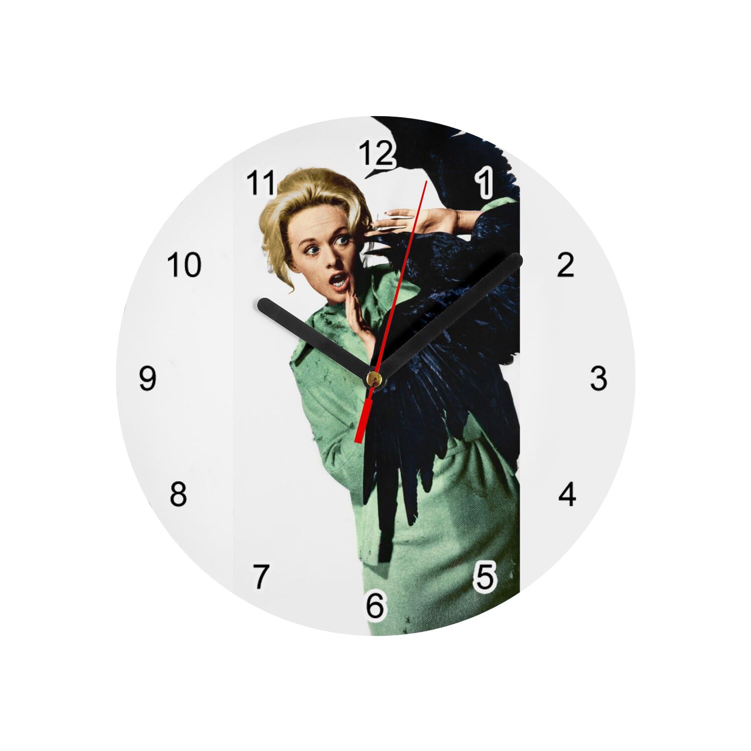 Horloge murale en verre vintage oiseau blanche de 20 cm pour cuisine