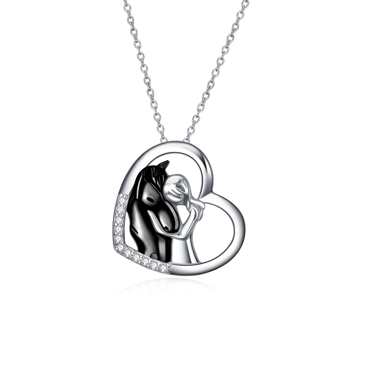 YFN Halskette mit Pferde-Anhänger, 925er Sterlingsilber, Geschenk für Mädchen und Frauen
