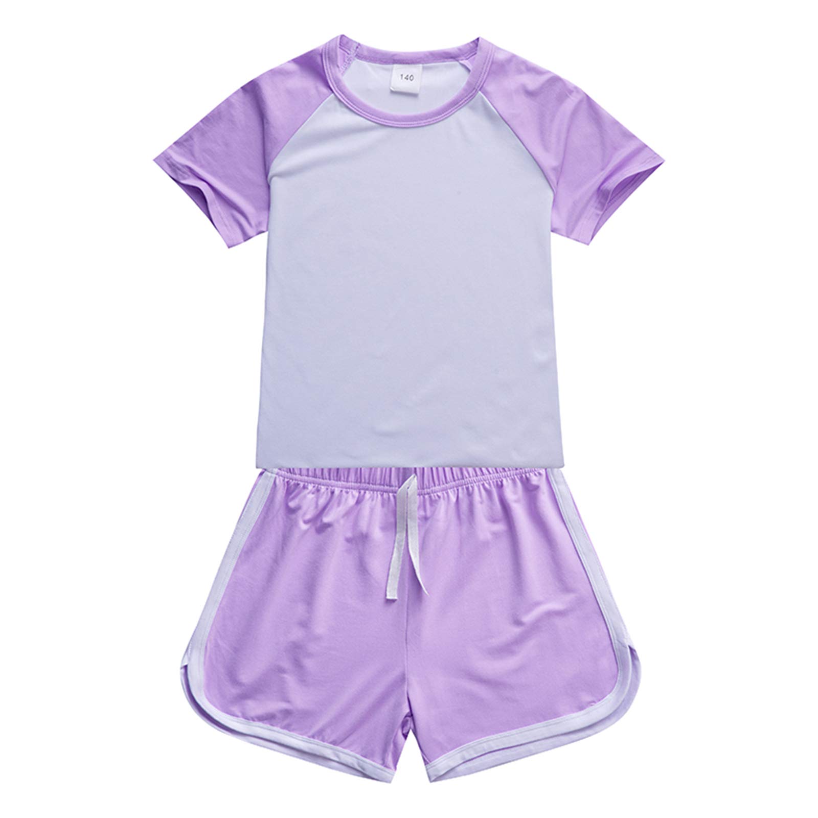 amropi Completo 2 Pezzi Ragazze Maglietta con Maniche Corte + Pantaloncini Estate Abiti Set Vestiti 2-13 Anni