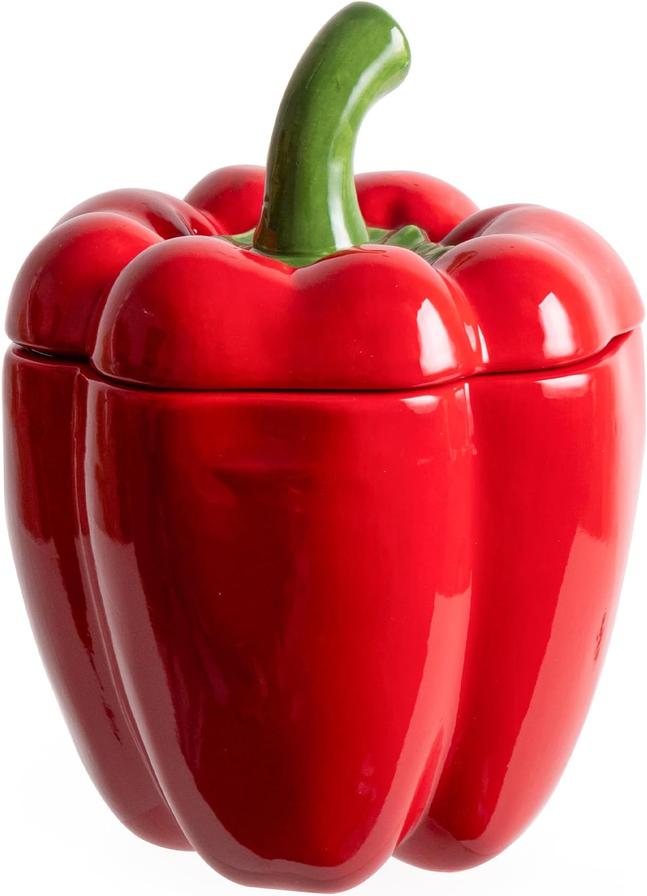 Bell Pepper Food Storage Jar, Red Ceramic Cookie Jar with Lid, Unique Decorative Candy Container Jar, Kitchen Canister Decorations for Home Kitchen Special Housewarming Gift