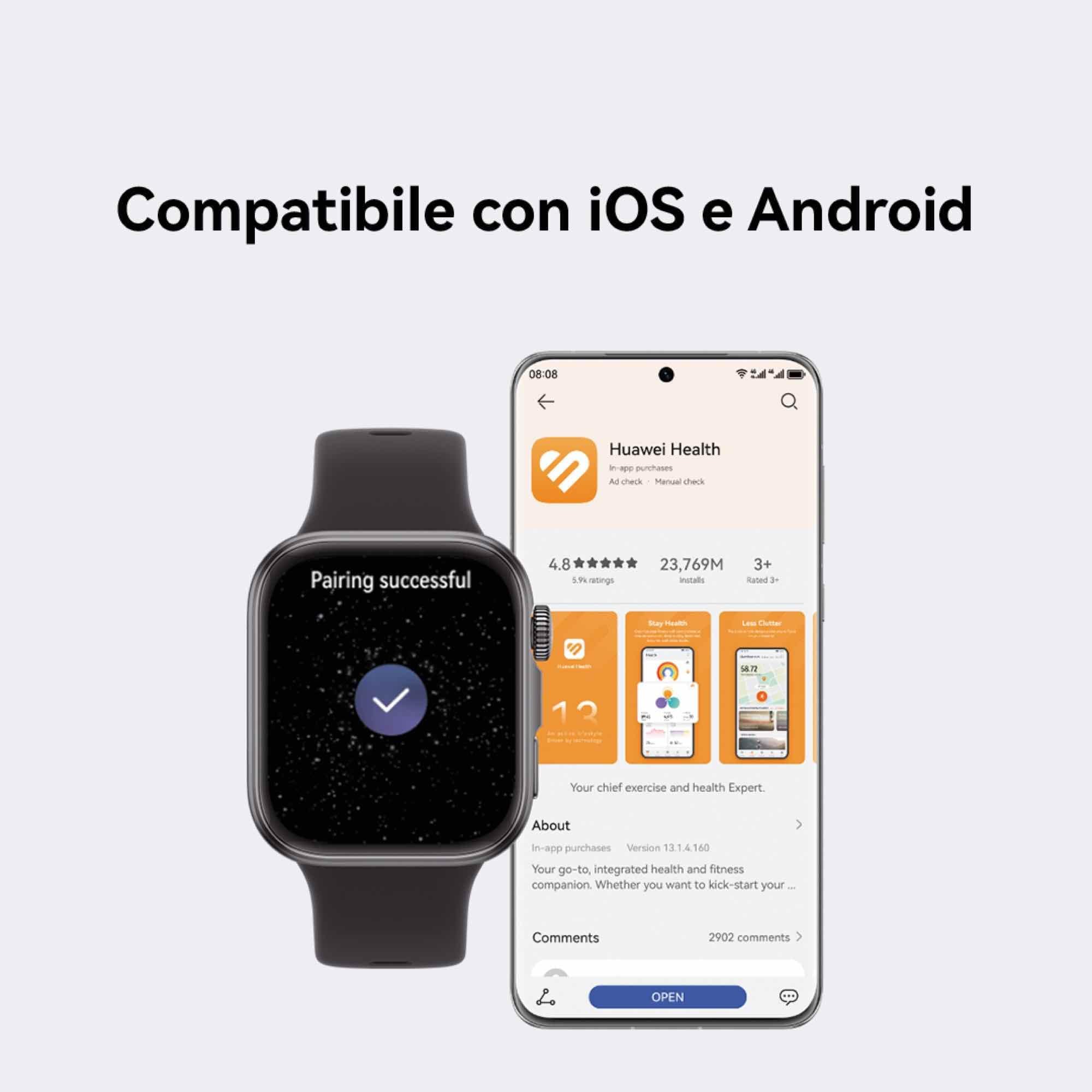 HUAWEI WATCH FIT 4 Smartwatch, 100 Modalità di Allenamento, Ultra-sottile, Fitness Tracker, iOS & Android, Cassa in Alluminio, Batteria fino a 10 Giorni, 1.82”Display AMOLED, GPS, 30 mesi di Garanzia