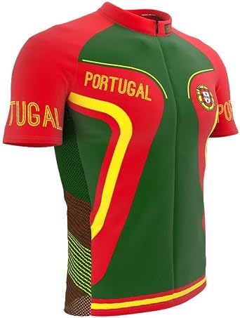 ScudoPro Portugal Full Zipper Bike Short Sleeve Cycling Jersey for Men