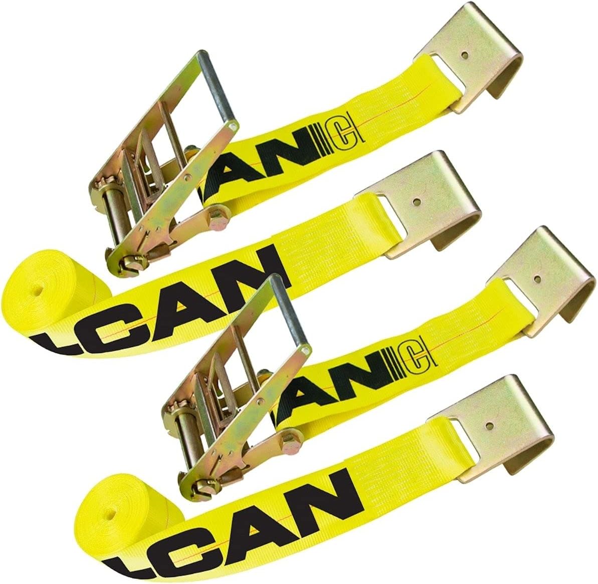 VULCAN Ratchet Strap with Flat Hooks 4 Inch x 27 Foot 2