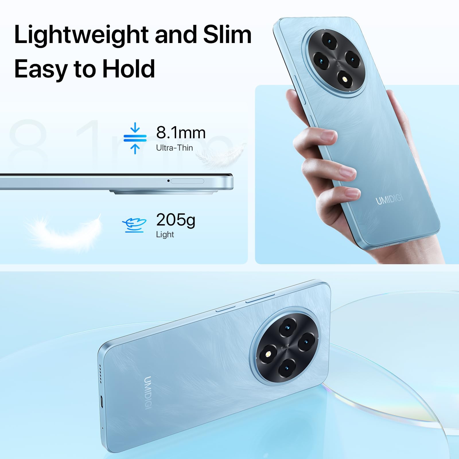 UMIDIGI G100 Unlocked Cell Phone Android 14, 6.9" HD+ 120Hz,Octa-core 16GB +256GB Expand 1TB,GPS Unlocked Smartphone,6000mAh,50MP Triple Camera,Dual 4G LTE Phone, NFC,AI Face Unlock,OTG,Blue