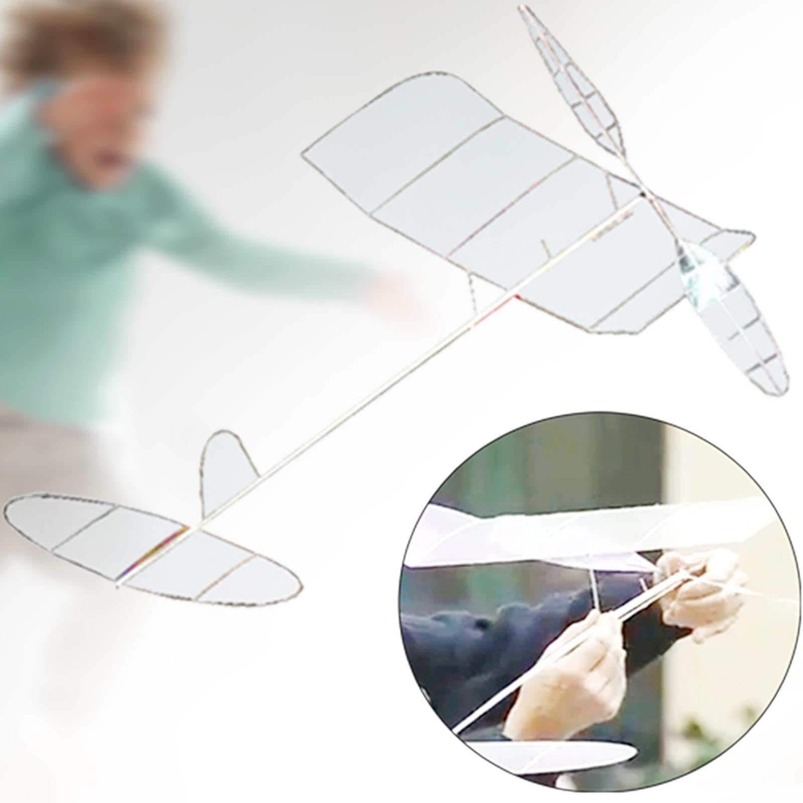Avión Planeador de Goma Avión Planeador Juguete Kit de Montaje Modelo de Avión Espuma Elástico Madera Resistente Y Ligero Adecuado para Juego Infantil