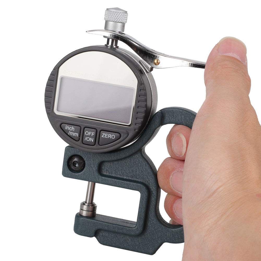 Zunate Misuratore di spessore digitale, Tester per misuratore di spessore elettronico 0-12,7 mm, Micrometro digitale per spessore 0,01 mm per pelle, strumenti di misurazione e progettazione